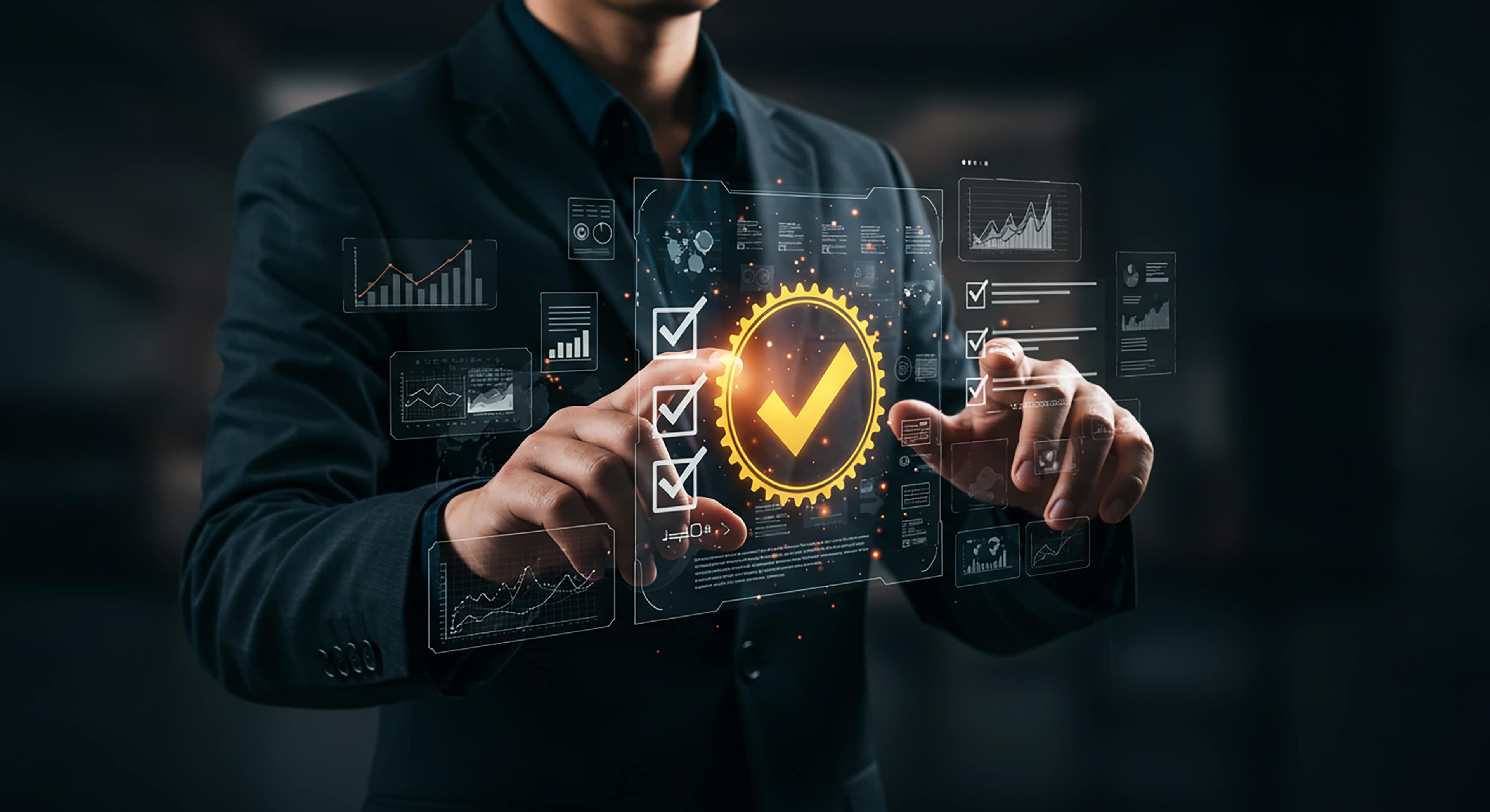 AI expert working on laptop